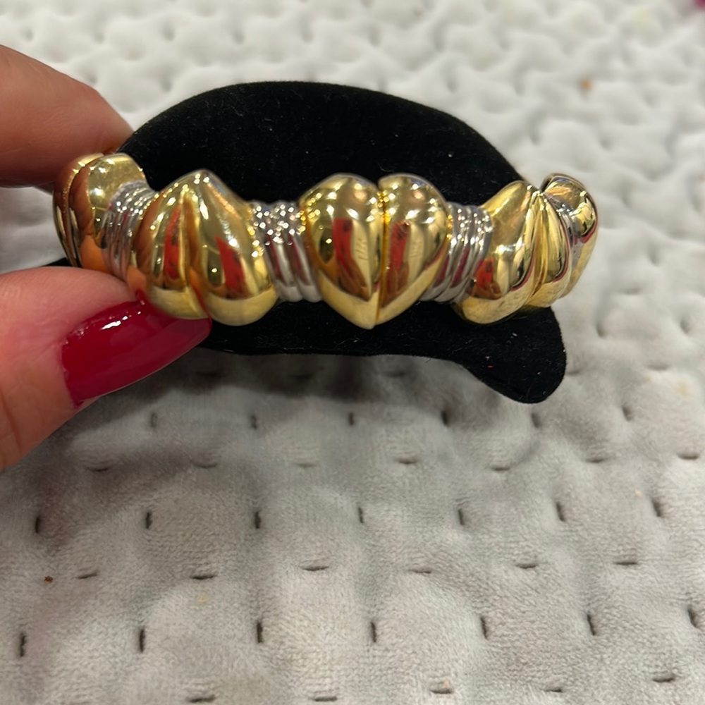 Vintage Silver & Gold Hinged Heart Bracelet-boutique